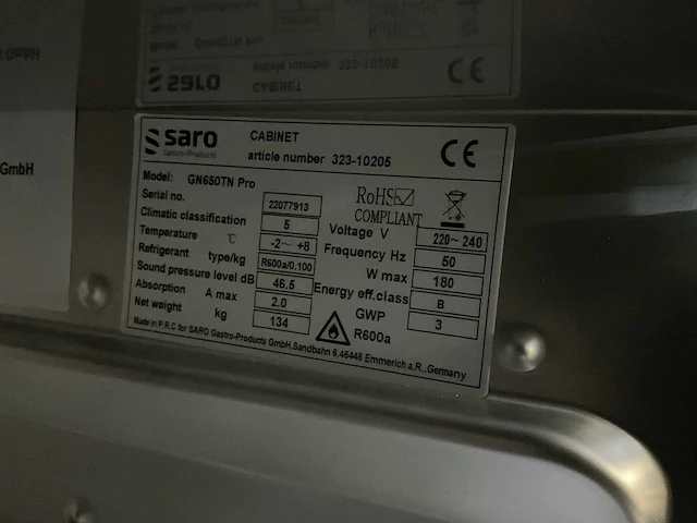 Saro tore 700 tn rvs koelkast - afbeelding 4 van  5