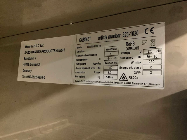Saro tore gn 700 tn rvs koelkast - afbeelding 7 van  7
