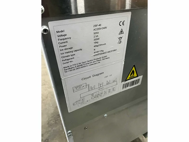 Saro zbf-40 ijsblokjes machine - afbeelding 10 van  10
