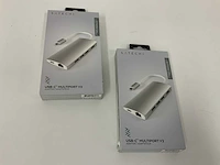 Satechi 8-in-1 usb-c hub multiport adapter v2, hdmi 4k, 115w pd opladen, 3 usb-a, ethernet, micro/sd-kaartlezers, zilver (x2) - afbeelding 1 van  2