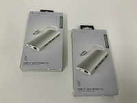 Satechi 8-in-1 usb-c hub multiport adapter v2, hdmi 4k, 115w pd opladen, 3 usb-a, ethernet, micro/sd-kaartlezers, zilver (2x) - afbeelding 1 van  2