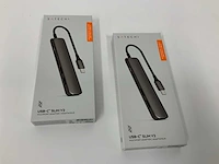 Satechi hub usb c 6 in 1 slim classic, multiport adapter met 4k hdmi, 60w pd opladen, 2 usb-a poorten, microsd/sd kaartlezers, spacegrijs (2x) - afbeelding 1 van  2