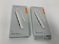 Satechi hub usb c 6 in 1 slim classic, multiport adapter with 4k hdmi, 60w pd charging, 2 usb-a ports, microsd/sd card readers, silver (2x) - afbeelding 1 van  2