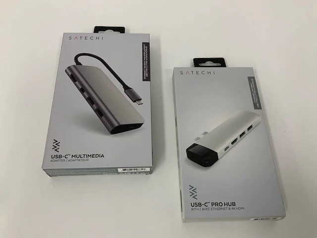 Satechi type-c multimedia adapter 4k hdmi, mini dp, usb-c pd, gigabit ethernet, usb 3.0, micro/sd-kaartsleuven (spacegrijs) (2x) - afbeelding 1 van  2