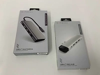 Satechi type-c multimedia adapter 4k hdmi, mini dp, usb-c pd, gigabit ethernet, usb 3.0, micro/sd-kaartsleuven (spacegrijs) (2x) - afbeelding 1 van  2