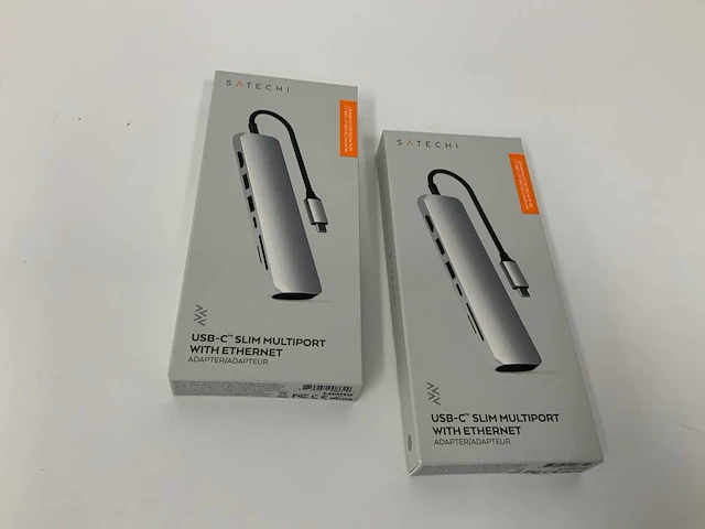 Satechi usb c hub 7-in-1 multiport adapter with 4k hdmi, 60w usb-c pd charging, 2x usb-a, ethernet, micro/sd card reader, silver (2x) - afbeelding 1 van  2