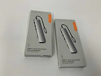 Satechi usb c hub 7-in-1 multiport adapter with 4k hdmi, 60w usb-c pd charging, 2x usb-a, ethernet, micro/sd card reader, silver (2x) - afbeelding 1 van  2
