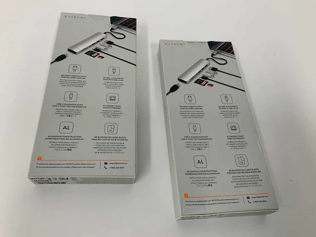 Satechi usb c hub 7-in-1 multiport adapter with 4k hdmi, 60w usb-c pd charging, 2x usb-a, ethernet, micro/sd card reader, silver (2x) - afbeelding 2 van  2