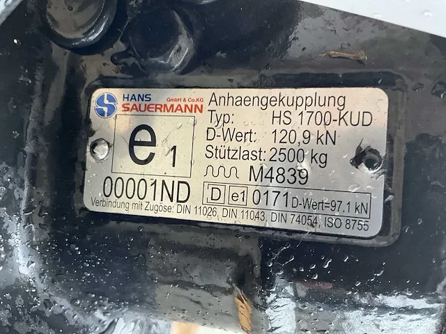 Sauermann hs 1700-kud aanhangerkoppeling - afbeelding 5 van  5