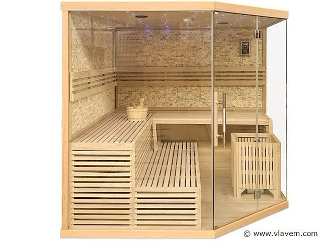 Sauna met kachel - prisma 220x220 cm - afbeelding 2 van  3