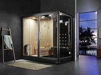 Sauna met stoomcabine wellness huis (zwart of wit model) - afbeelding 1 van  22