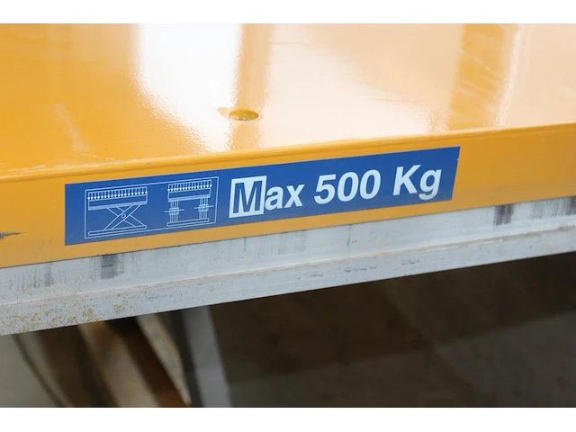 Schaarheftafel hw500l. max hefgewicht 500 kg. bouwjaar 2008. maximale hefhoogte tafel 110 cm. afmeting blad... - afbeelding 2 van  3