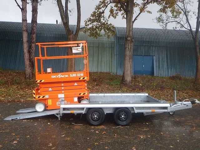 Schaarhoogwerker skyjack sj3219 7.81m elektrisch 2018 + transport aanhanger vlemmix 3500kg nieuw - afbeelding 1 van  1