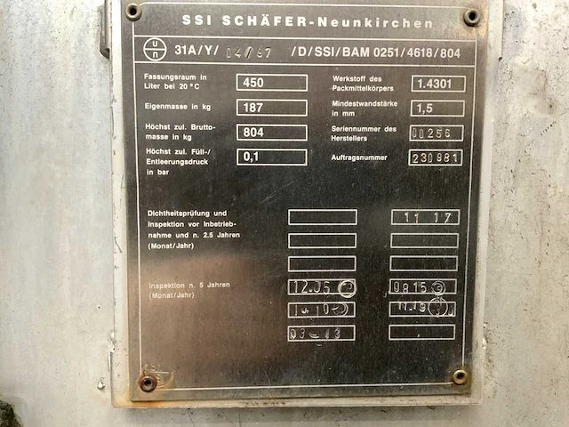 Schäfer stalen ibc opslagcontainer 450l (2x) - afbeelding 12 van  15