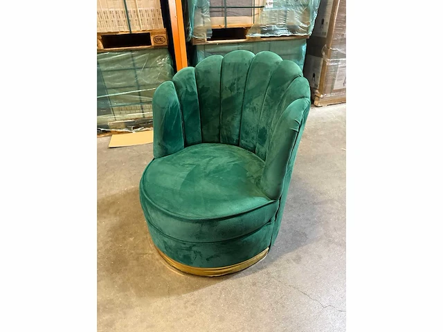 Schelp fauteuil groen velvet - afbeelding 1 van  3