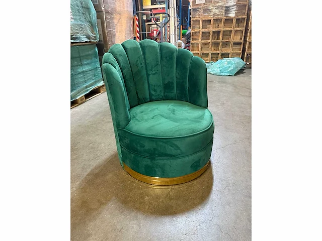 Schelp fauteuil groen velvet - afbeelding 2 van  3