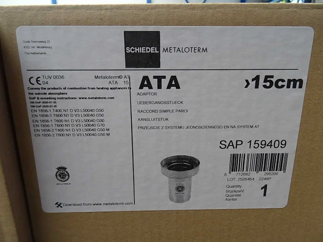 Schiedel metaloterm - ata 15 - rvs aansluitstuk (6x) - afbeelding 3 van  3