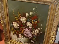 Schildeerij vaas met bloemen in vergulde kader willem - afbeelding 1 van  7