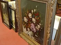 Schildeerij vaas met bloemen in vergulde kader willem - afbeelding 3 van  7