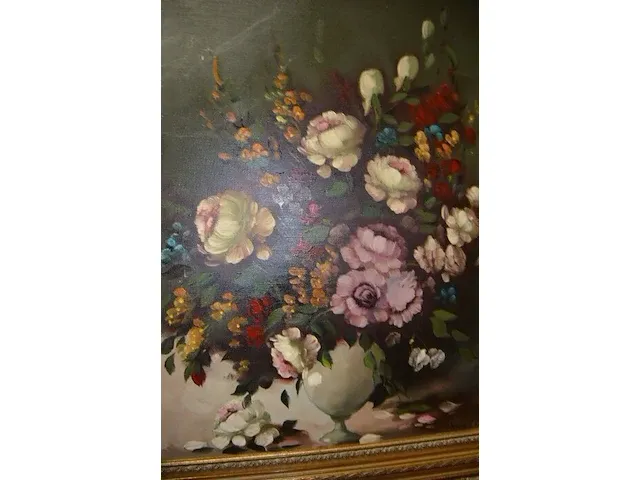 Schildeerij vaas met bloemen in vergulde kader willem - afbeelding 6 van  7