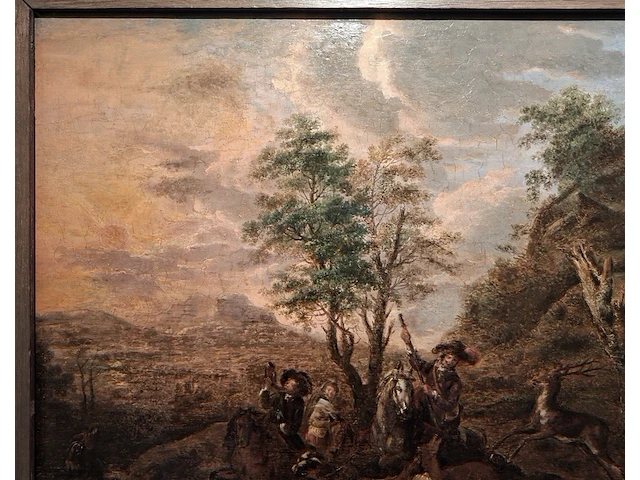 Schilderij 17e eeuwse hertenjacht, mogelijk adam pijnacker (1622–1673), 17e eeuw - afbeelding 7 van  9