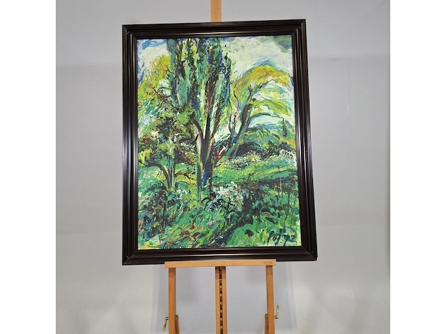 Schilderij, a. van der pas, verwilderd stuk park, 1972 - afbeelding 1 van  8