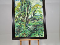 Schilderij, a. van der pas, verwilderd stuk park, 1972 - afbeelding 1 van  8