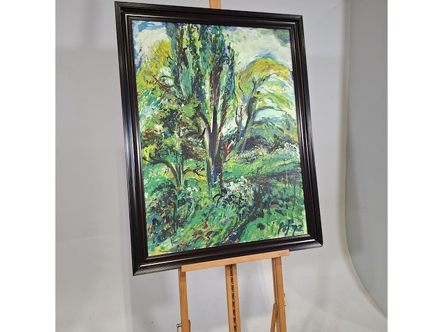 Schilderij, a. van der pas, verwilderd stuk park, 1972 - afbeelding 2 van  8