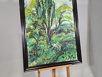 Schilderij, a. van der pas, verwilderd stuk park, 1972 - afbeelding 2 van  8