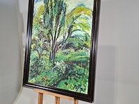 Schilderij, a. van der pas, verwilderd stuk park, 1972 - afbeelding 3 van  8