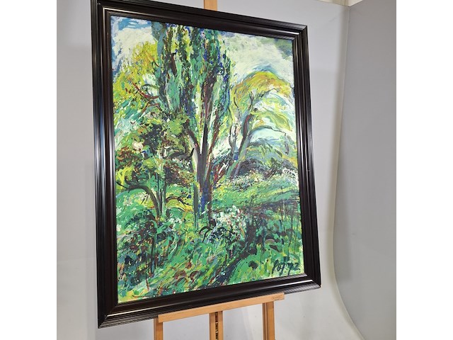 Schilderij, a. van der pas, verwilderd stuk park, 1972 - afbeelding 4 van  8