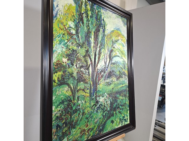 Schilderij, a. van der pas, verwilderd stuk park, 1972 - afbeelding 5 van  8