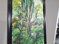 Schilderij, a. van der pas, verwilderd stuk park, 1972 - afbeelding 5 van  8