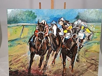 Schilderij, acryl op linnen, frits van eeden, jockeys - afbeelding 1 van  5