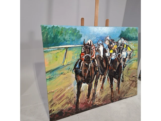 Schilderij, acryl op linnen, frits van eeden, jockeys - afbeelding 2 van  5