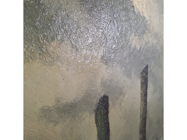 Schilderij, a.h. koster, paalhoofd bij west kapelle, 1955 - afbeelding 4 van  9
