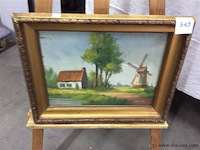 Schilderij boerderij met molen - afbeelding 1 van  2