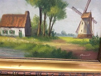 Schilderij boerderij met molen - afbeelding 2 van  2