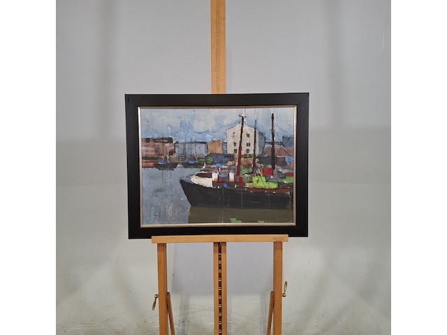 Schilderij, c.d. ven, haven ijmuiden, 1965 - afbeelding 1 van  7