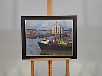 Schilderij, c.d. ven, haven ijmuiden, 1965 - afbeelding 1 van  7
