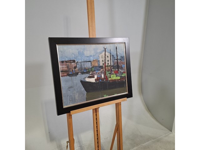 Schilderij, c.d. ven, haven ijmuiden, 1965 - afbeelding 2 van  7