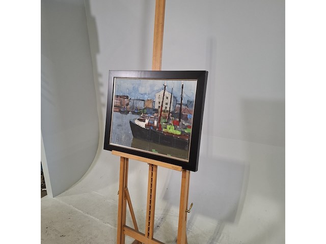 Schilderij, c.d. ven, haven ijmuiden, 1965 - afbeelding 3 van  7
