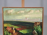 Schilderij, c.j. van der laan, landschap, 1968 - afbeelding 1 van  7