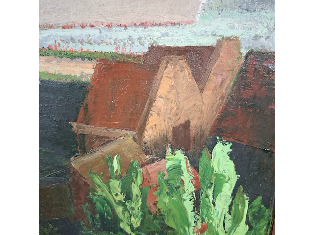 Schilderij, c.j. van der laan, landschap, 1968 - afbeelding 2 van  7