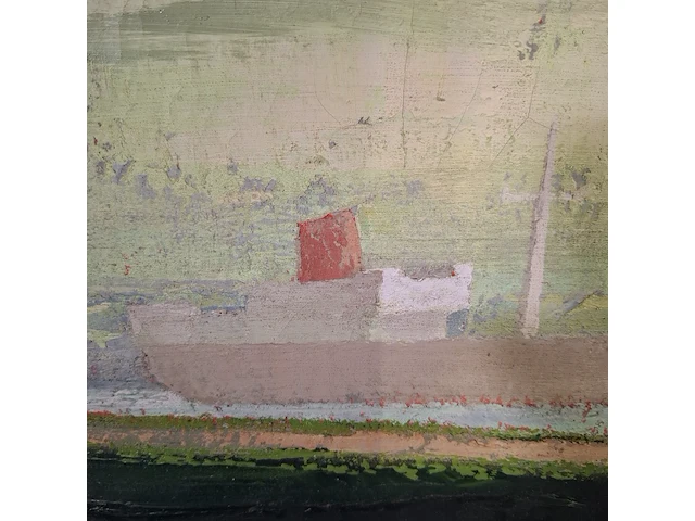 Schilderij, c.j. van der laan, landschap, 1968 - afbeelding 3 van  7