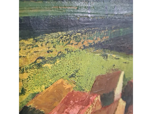 Schilderij, c.j. van der laan, landschap, 1968 - afbeelding 4 van  7