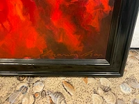 Schilderij dame in rode jurk - afbeelding 2 van  4