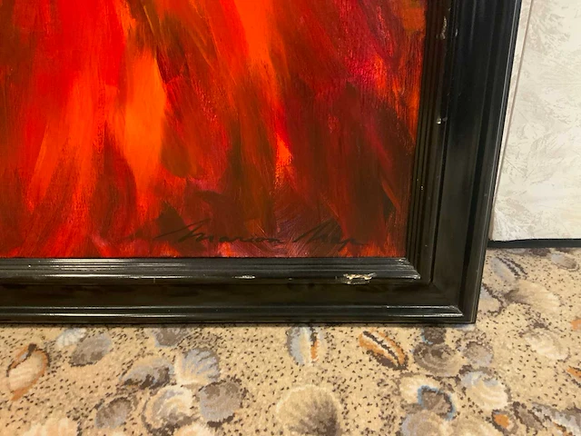 Schilderij dame in rode jurk - afbeelding 2 van  4