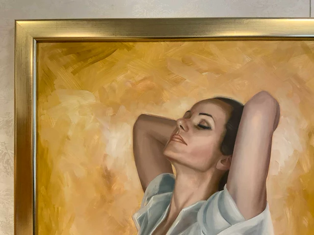 Schilderij dame in witte jurk - afbeelding 3 van  5