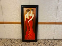 Schilderij dames in rode jurk - afbeelding 1 van  4